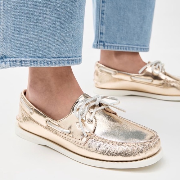 SPERRY AO 2 EYE Gold Leather Boat Shoes - Picture 2 of 12